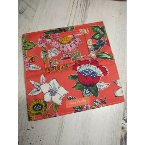 VERA BRADLEY Iconic Floral Coral Medium Zip Cosmetic Bag AND Checkbook Cover LOT - Picture 8 of 8